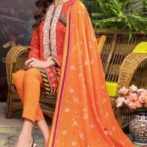 2PC Unstitched Printed Lawn Shirt With Printed Lawn Dupatta Org TL-330