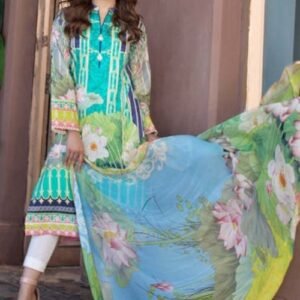 3PC Unstitched Digital Printed Lawn Suit With Digital Printed Chiffon Dupatta BM-162