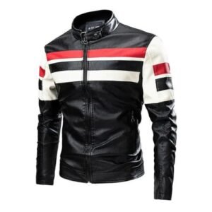 Men's Motorcycle Leather Jacket Casual Biker Bomber