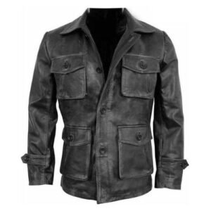 Stylish Unisex Multi 8 Pocket Black Distressed Real Genuine Leather Jacket