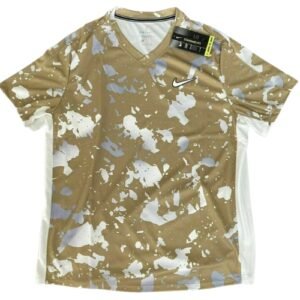 Mens Nike Court Dri-Fit Victory Camo Print Tennis Shirt Gold CV3135-297 NWT